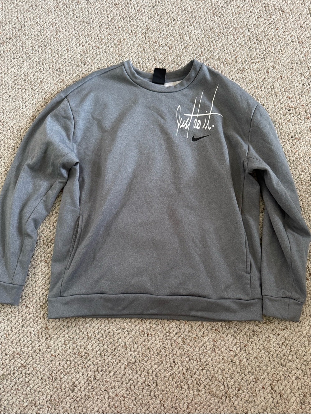 Nike Gray Long-Sleeve Crewneck Sweatshirt with Script Logo